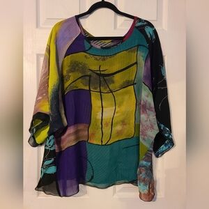 One of a Kind Turnaround Top By Carol Turner L Rayon
